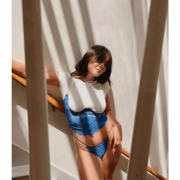 NEW We Are Hah Free People Bust A Move Bustier - True Blue Small - Picture 2 of 4